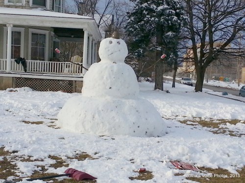 This must be a snow woman. Women tend to carry their extra pounds around their hip and buttock areas. Poor dear. She can hardly move...