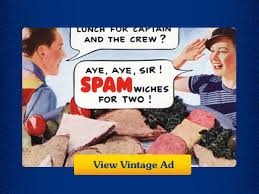 Only the highest quality SPAM will do. Our sense of security and need for reinforcements depends on it. And when I say "it," I meant "it." No one knows where it comes from. It's best that way.