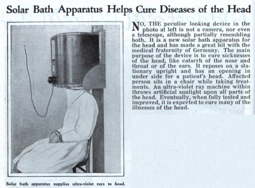 This is a gift for anyone on your list who needs a bit of an attitude adjustment. Just tell them it's like spending a day at the beach, only they have to sit very still with their head enclosed in a metal case while solar (or some kind of) rays bombard their head until they are normal (feel rejuvenated). It must come with instructions, a script and that nice white insane person's gown.