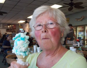 My mom celebrating her 82nd birthday. Soon to be among the thousands carrying that card that says, "I'm giving this sassy bod to science. Cart me away for free!"