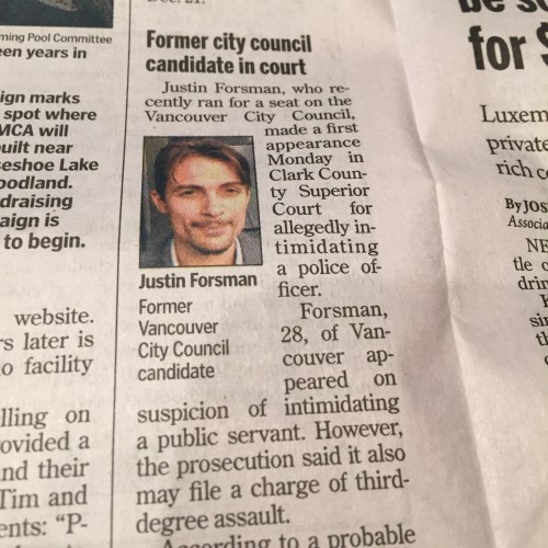 Do you remember our friend who was running for city council? The guy with the criminal record? Well, he pulled out of the race due to lack of funds and support. But he's obviously committed to remaining in the public eye. The last part of this article mentions his plan to run for office again next year. Or was that run for cover? With criminaliticians, it's so hard to tell.