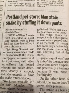 Seriously? Some men have major ego (and other) issues. Oh, the snake was not a python. Well, he still has major issues.