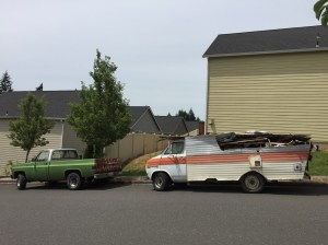 I know it's nice to have A/C in your camper, but, really? This little gem was parked in my neighborhood. Nice, huh?